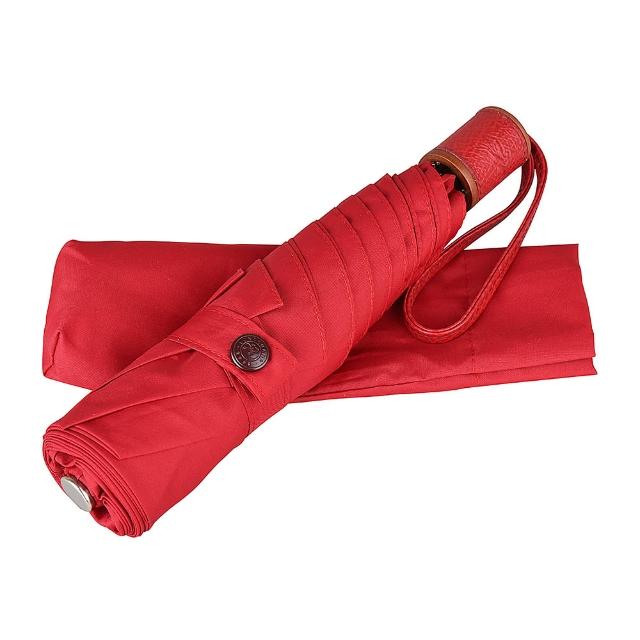 LONGCHAMP LONGCHAMP PARAPLUIE HOMME經典戰馬刺繡LOGO尼龍摺疊傘 紅x暗紅