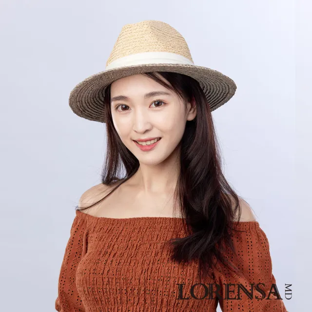 【Lorensa 蘿芮】中性款 拉菲亞草配色遮陽紳士草帽