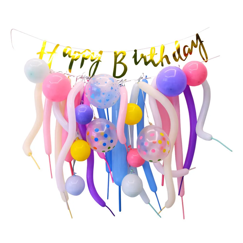 韓系文青風可愛捲捲氣球組1組(生日氣球 派對 生日派對 派對氣球 生日佈置 氣球)