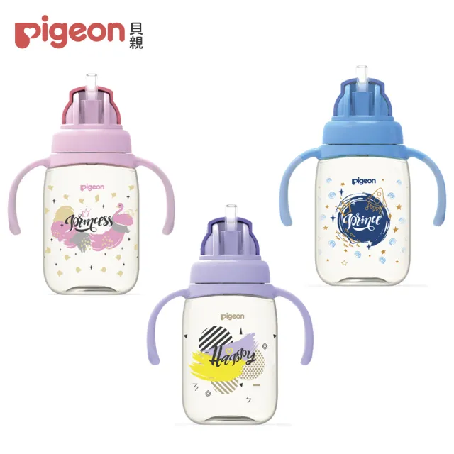 【Pigeon貝親 官方直營】雙把手PPSU彩繪訓練吸管杯 330ml(3色)