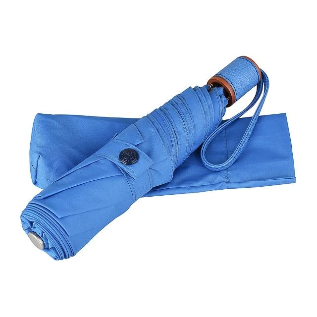 【LONGCHAMP】LONGCHAMP PARAPLUIE HOMME經典戰馬刺繡LOGO尼龍摺疊傘(水藍x深藍)