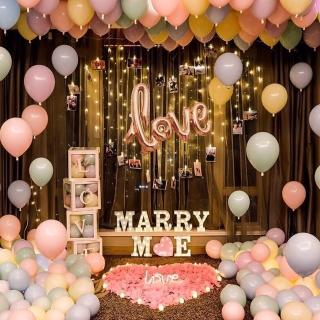 馬卡粉系MARRYME求婚驚喜禮物佈置1組(求婚氣球 派對佈置 告白佈置 裝飾 拍照道具)