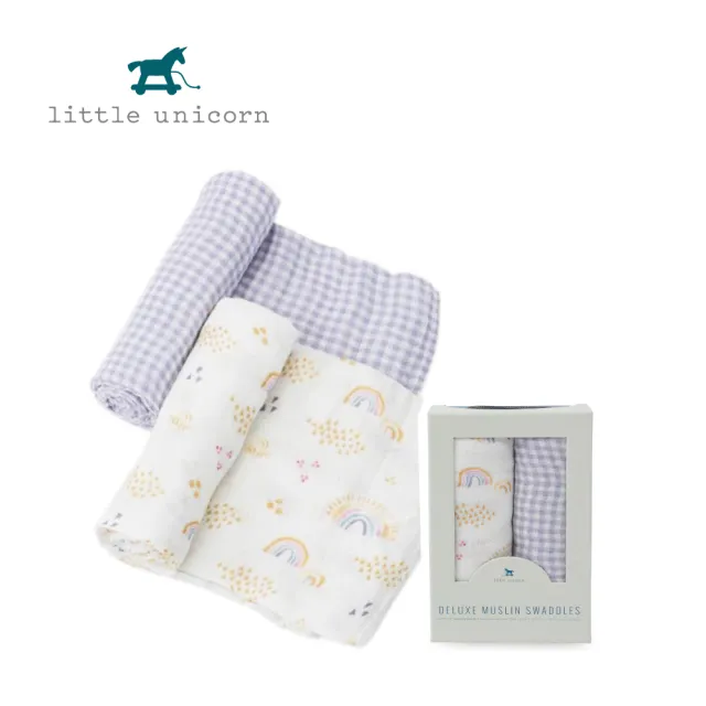 【Little Unicorn】竹纖維紗布巾2入組(多色可選 手繪風格 包巾)