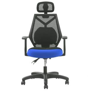 【DR. AIR】支撐頭枕人體工學氣墊辦公網椅-2112(藍)