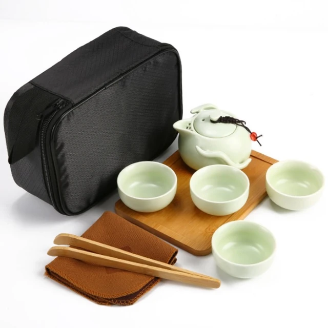 【米蘭精品】旅行茶具組9件組含茶壺茶杯托盤(輕巧便攜陶瓷茶具組2色73pp499)