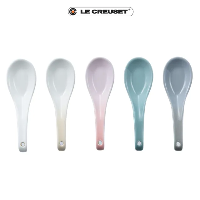 【Le Creuset】瓷器悠然恬靜系列中式湯匙組5入(蛋白霜/貝殼粉/海洋之花/迷霧灰)