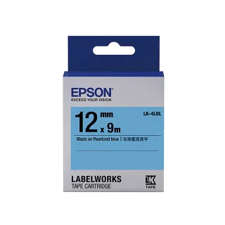【EPSON】標籤帶 藍底黑字/12mm(LK-4LBL)