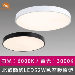 【Honey Comb】北歐簡約LED52W臥室吸頂燈共四款選擇(V3912W-V3912Y-V3922W-V3922Y)