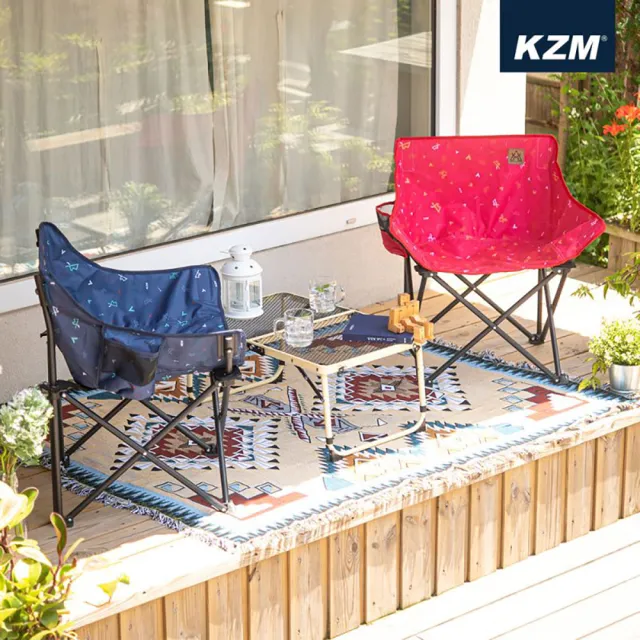 【KZM】印花休閒折疊椅(露營用品/戶外用品/椅子/折疊椅)