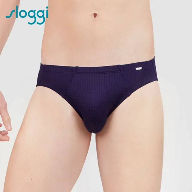【sloggi Men】COOL CHECKER涼感系列低腰三角褲 M-XL 深紫藍(男士低腰三角褲 G918714 7A)