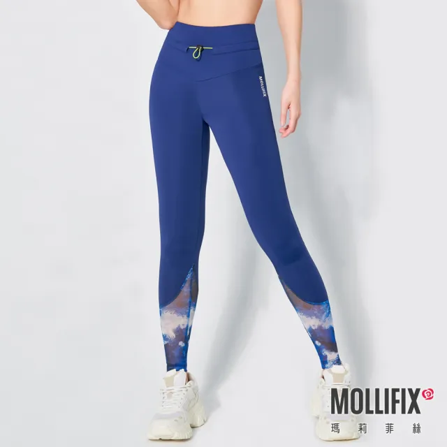 【Mollifix 瑪莉菲絲】水陸兩用速乾防曬動塑褲、瑜珈褲、瑜珈服、Legging(深海藍)