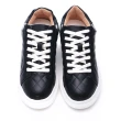 【Momix】韓國空運-小香風菱格紋車線輕量厚底小白鞋(黑色)