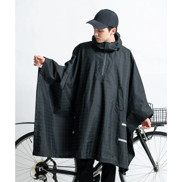【KIU】日本KIU 機車/自行車雨衣斗篷 附收納袋 男女適用(203235 夜光格紋)