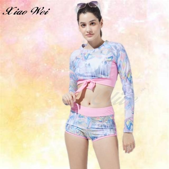 【Apple 蘋果牌】流行大女二件式比基尼長袖泳裝(NO.1104288)