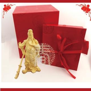 【鉑麗星】黃金飾品鑄件擺件-武關公 1尊含玻璃框禮盒裝(紫銅足金鑄件 高貴正義霸氣 武財神)