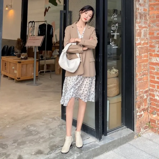 【baibeauty 白鳥麗子】MIT氣質翻摺皮革高跟短靴(踝靴)