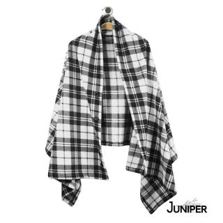 【Juniper 朱尼博】MIT秋冬防寒英倫風刷毛搖粒絨保暖加大披肩圍巾 TJP007(膝蓋毯/午休毯/旅行毯/保暖披肩)