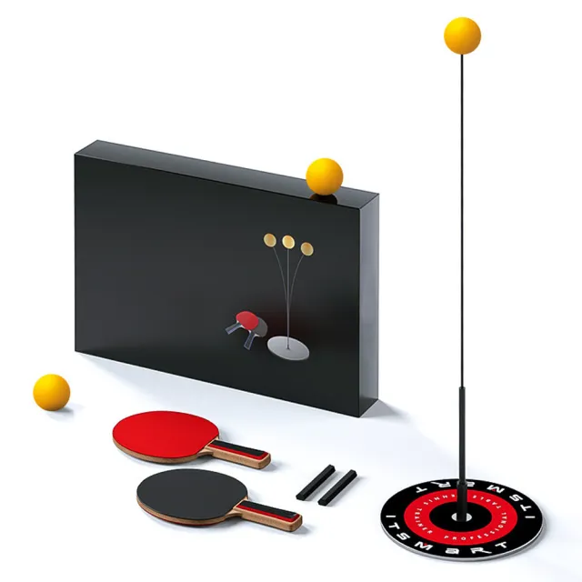 【kingkong】桌球訓練器 彈力軟軸室內乒乓球訓練器(家用對打/自練 附送桌球+球拍)
