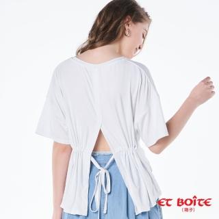 【BLUE WAY】女款 後綁帶 素面 圓領 短袖 上衣- ET BOITE箱子