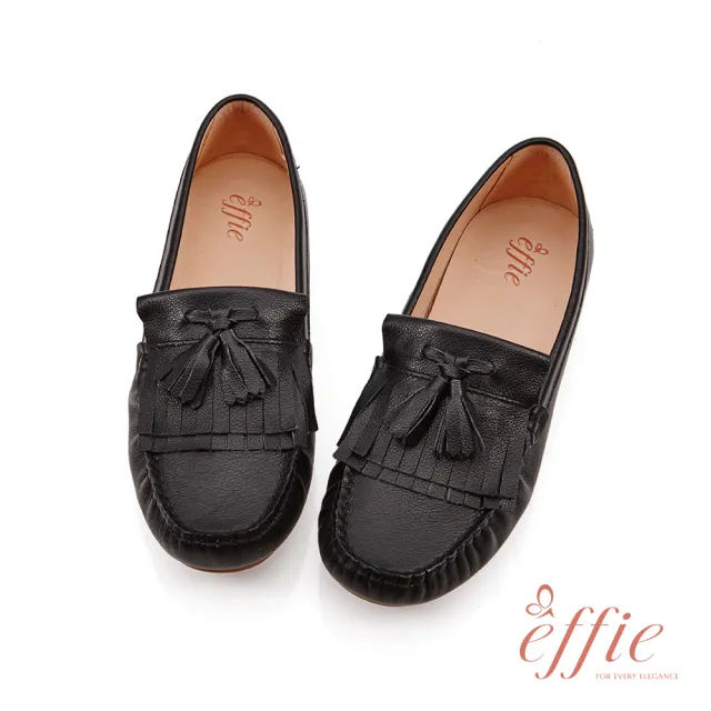 【A.S.O 阿瘦集團】effie網獨款-mojito愜意假期流穌造型舒適樂褔鞋(黑)