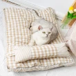 【萌貝貝】寵物格紋超柔軟睡墊 附頭枕(睡床 狗床 貓床 狗窩 有枕頭)