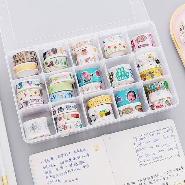 【德德小品集】加大可拆式 半透明紙膠帶盒 收納盒 化妝盒(小物收納 可以自由分隔)