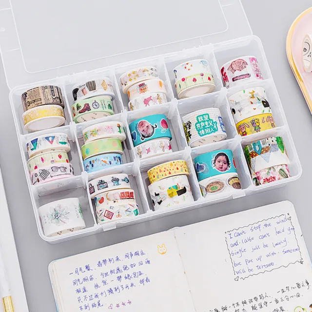 【德德小品集】加大可拆式 半透明紙膠帶盒 收納盒 化妝盒(小物收納 可以自由分隔)