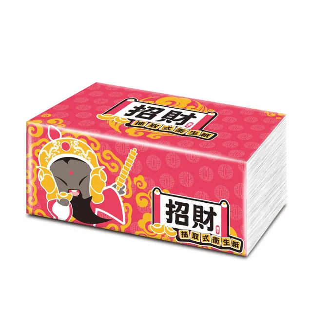 【JingFeng 淨風】招財抽取式衛生紙(90抽6包10袋-北港武財神.黑虎爺限定款)