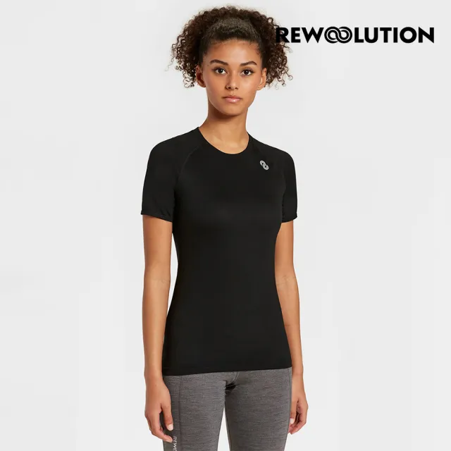 【Rewoolution】女ALI 190g短袖T恤(黑色)羊毛衣 T恤 登山必備 吸濕排汗(REEB1WC502)