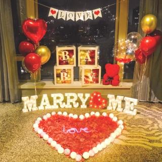 心心相印MARRYME驚喜求婚佈置1組(求婚氣球 派對佈置 告白佈置 裝飾 拍照道具)