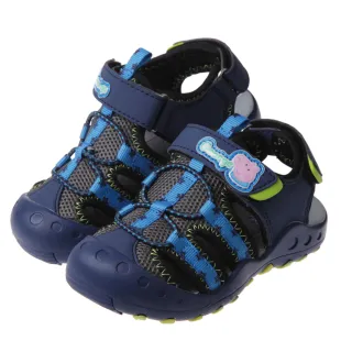 【布布童鞋】粉紅豬小妹喬治豬藍色兒童透氣運動護趾涼鞋(A1C566B)