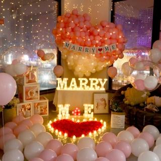 驚喜浪漫愛心求婚佈置豪華套組1組(求婚氣球 派對佈置 告白佈置 裝飾 拍照道具)