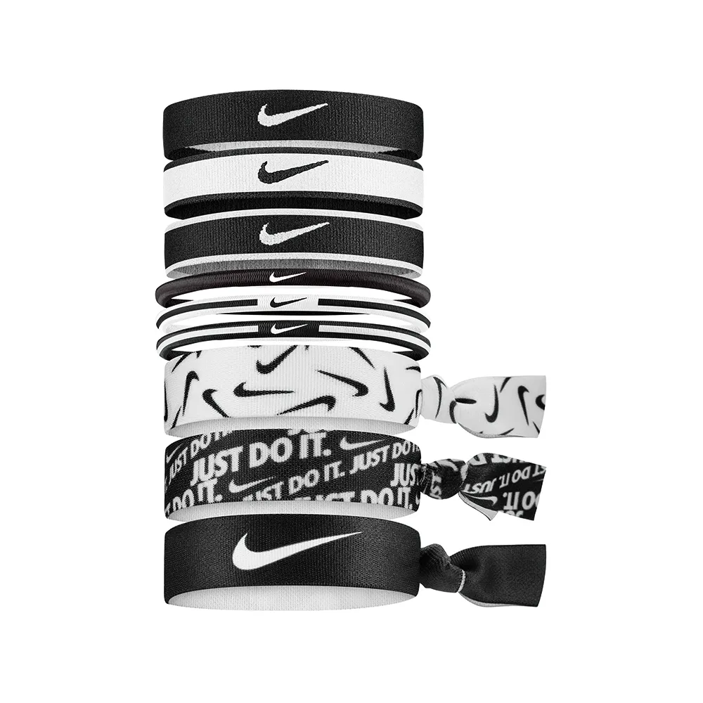 【NIKE 耐吉】混搭式髮帶 運動髮帶 9入 黑白 N0003537036