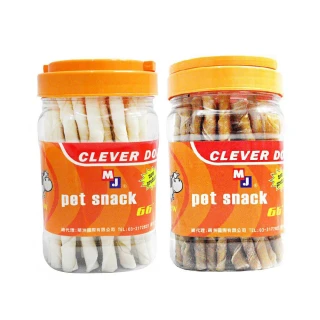 【MJ CLEVER DOG】麻花棒罐 x2罐 約45支裝 狗零食(牛皮骨 可潔牙 磨牙 潔牙棒)