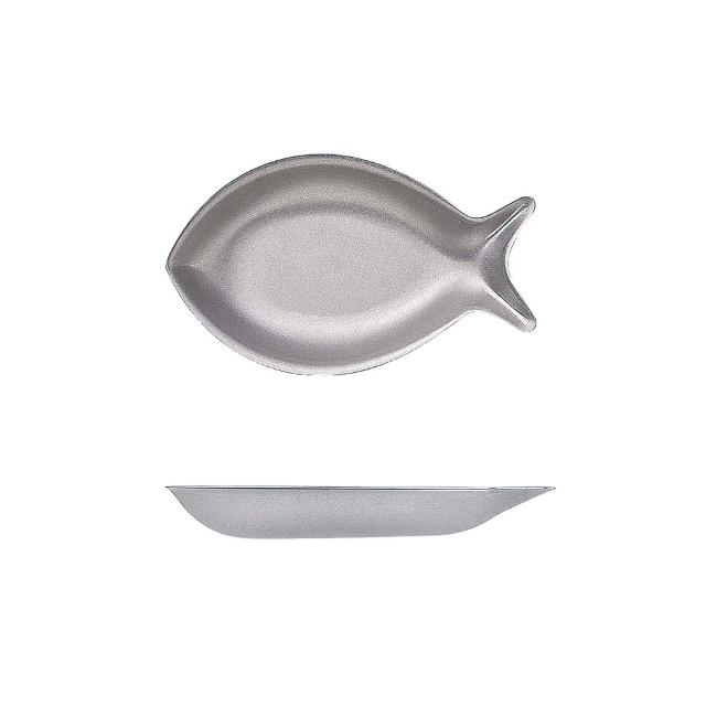 【青芳製作所】仿舊不鏽鋼魚造型餐盤16cm