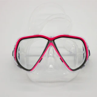 【ADISI】WM02 雙眼面鏡 玫紅灰色(蛙鏡、浮潛、潛水、戲水、泳鏡、潛水面鏡)