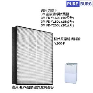 【PUREBURG】適用3M FD-Y160L 16公升 FD-Y180L 18公升 FD-Y200L 20公升 副廠空氣清淨除濕機HEPA濾網