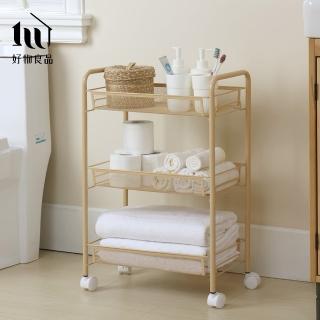 【好物良品】宜家風格三層鐵網籃夾縫置物移動收納推車(整理架 收納架 髮廊化妝工具車 餐車)