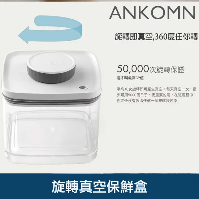 【ANKOMN】旋轉真空保鮮盒 2400mL 透明二入組(真空密封罐)