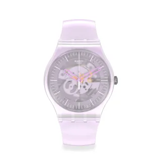 【SWATCH】原創系列手錶PINK MIST粉色虹光 瑞士錶 錶(41mm)