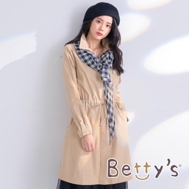 【betty’s 貝蒂思】長版翻領綁帶洋裝(卡其)