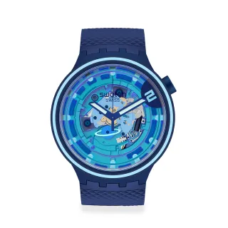 【SWATCH】BIG BOLD系列 SECOND HOME 藍色行星-再送1組錶帶 手錶 瑞士錶 錶(47mm)