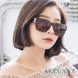 【ALEGANT】潮流深桔棕方框可彎折鏡腳全罩式寶麗來偏光墨鏡(外掛式/包覆式/寶麗來墨鏡/車用眼鏡/彈性鏡腳)