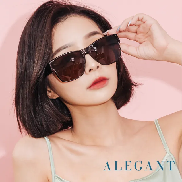 【ALEGANT】潮流深桔棕方框可彎折鏡腳全罩式寶麗來偏光墨鏡(外掛式/包覆式/寶麗來墨鏡/車用眼鏡/彈性鏡腳)