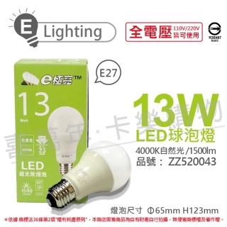 【E極亮】6入組 LED 13W 4000K 自然光 全電壓 球泡燈 ZZ520043