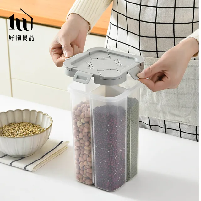 【好物良品】2.3L_日本五穀雜糧透明分裝罐分隔儲存罐(大容量儲物罐 防蟲防潮保鮮 密封罐 米桶 米壺 收納罐)