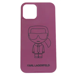 【KARL LAGERFELD 卡爾】老佛爺卡爾公仔造型I PHONE12保護套(紫紅)