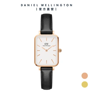 【Daniel Wellington】DW 手錶  Quadro Sheffield 20x26mm經典黑真皮皮革小方錶(兩色 DW00100434)