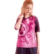 【Nittaku】男女吸濕排汗印刷圖騰短V領衫-紫紅#3115(排汗衫)