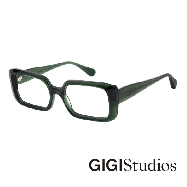 【GIGI Studios】個性復古長方形平光眼鏡(綠 - BRIGHT-6502/7)